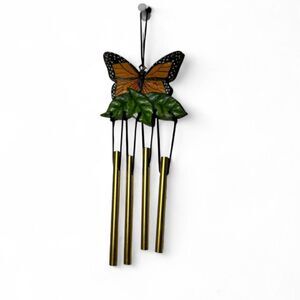 VTG Small Monarch Butterfly Wind Chime Black Orange Garden Decor Cottagecore